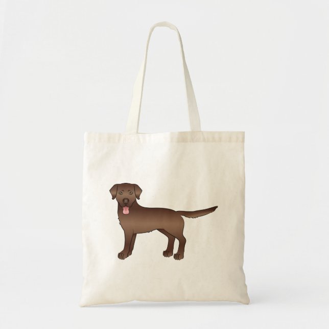 Chocolate Brown Labrador Retriever Cartoon Dog Tote Bag (Front)