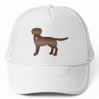 Chocolate Brown Labrador Retriever Cartoon Dog Trucker Hat