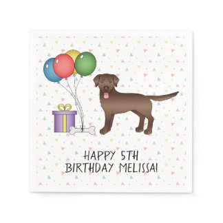 Chocolate Brown Labrador Retriever Dog - Birthday Napkins