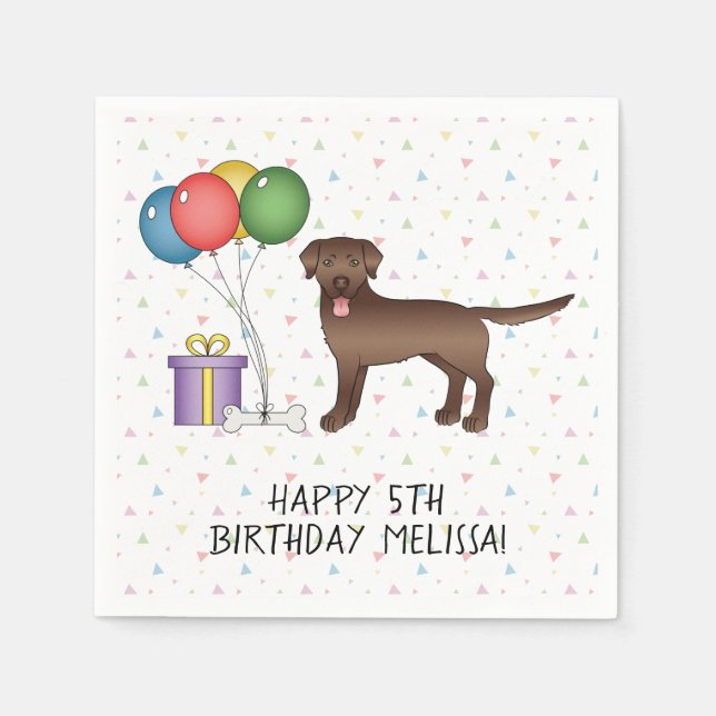 Chocolate Brown Labrador Retriever Dog - Birthday Napkins (Front)