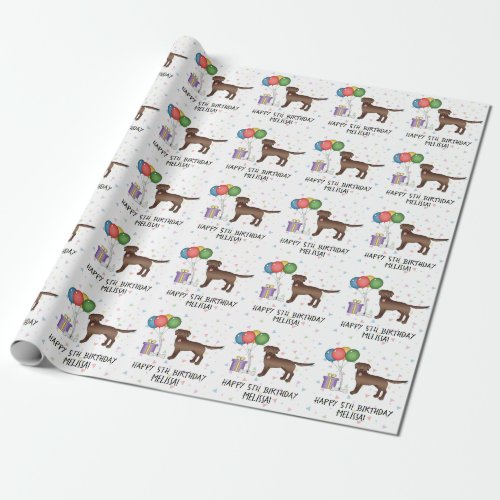 Chocolate Brown Labrador Retriever Dog _ Birthday Wrapping Paper