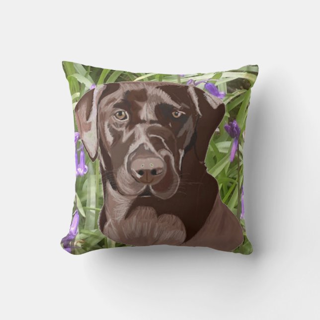 Chocolate Brown Labrador Throw Pillow (Front)
