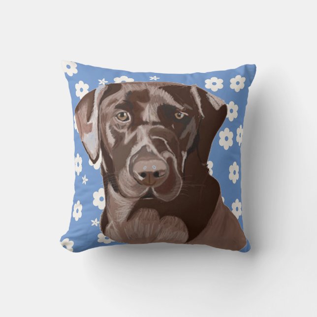Chocolate Brown Labrador Throw Pillow (Front)