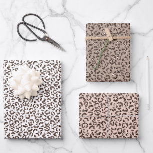 Chocolate Brown Leopard Glitter Wrapping Paper Sheets