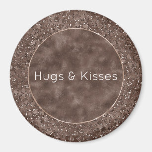 Chocolate Brown Leopard Print Glitter Magnet