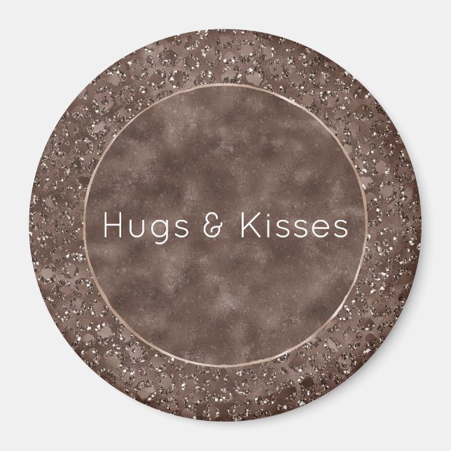 Chocolate Brown Leopard Print Glitter         Magnet (Front)