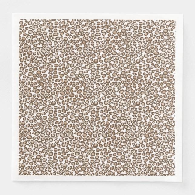 Chocolate Brown Leopard Print Paper Dinner Napkins (Front)