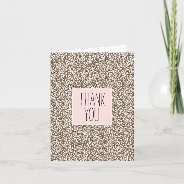Chocolate Brown Leopard Print Thank You Card (Front)