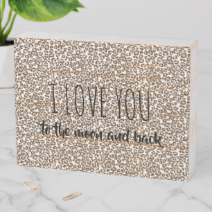Chocolate Brown Leopard Print Wooden Box Sign