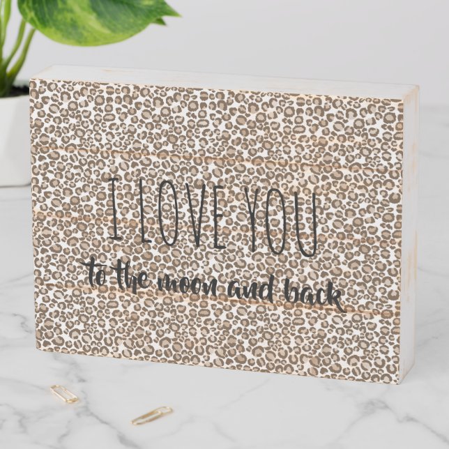 Chocolate Brown Leopard Print Wooden Box Sign (In Situ Horizontal)