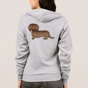 Chocolate Brown Long Hair Dachshund Cartoon Dog Hoodie
