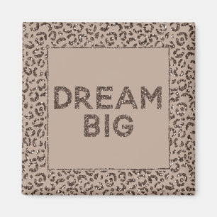 Chocolate Brown Mocha Cream Leopard Glitter Dream Magnet