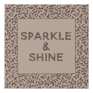 Chocolate Brown Mocha Cream Leopard Glitter  Faux Canvas Print