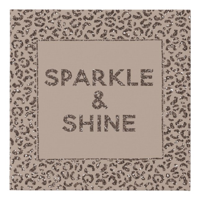 Chocolate Brown Mocha Cream Leopard Glitter  Faux Canvas Print (Front)