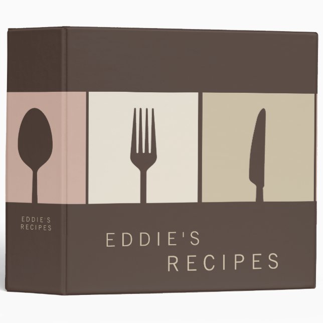 Chocolate Brown Modern Cooking Recipe Book Binder (Front/Spine)