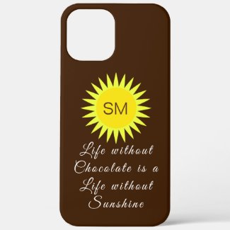 Chocolate Brown Monogram Life without Sunshine Case-Mate iPhone Case by Sandyspider