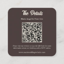 Chocolate Brown Monogram QR Code Wedding Details