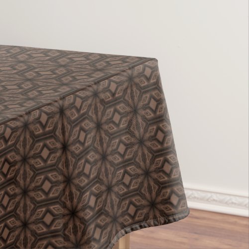 Chocolate Brown Mosaic Cotton Tablecloth