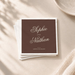 Chocolate Brown Old Money Wedding Napkins