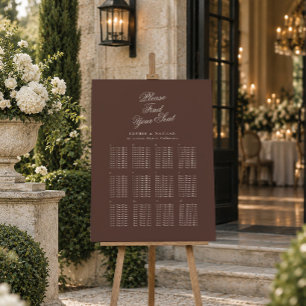 Chocolate Brown Old Money Wedding Seating Chart Foam Board