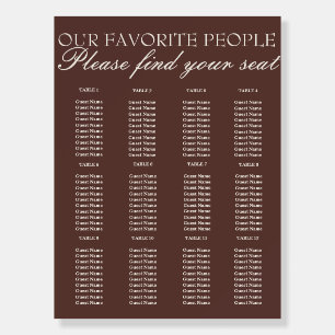 Chocolate Brown Old Money Wedding Seating Charts Foam Board