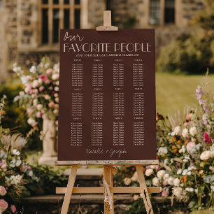 Chocolate Brown Old Money Wedding Seating Charts Foam Board