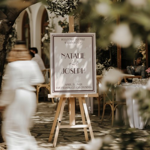 Chocolate Brown Old Money Wedding Welcome Sign
