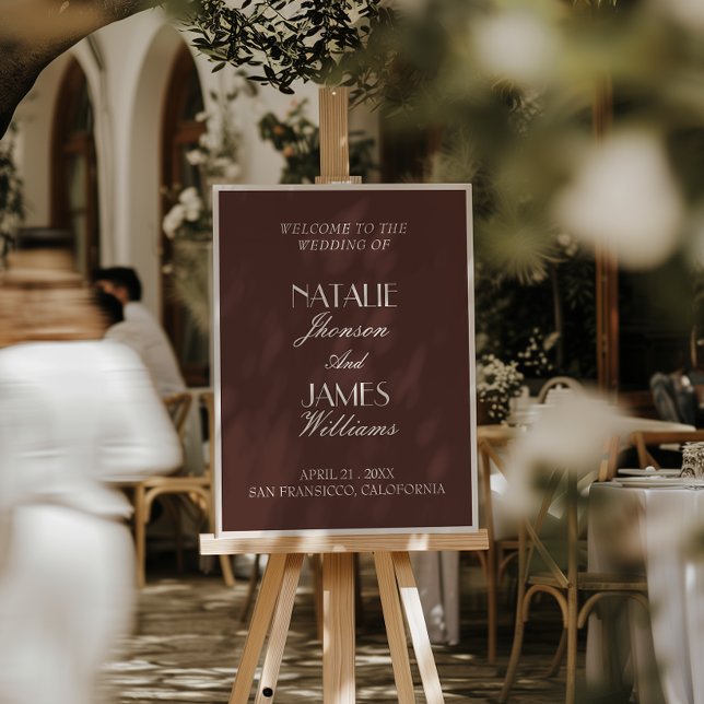 Chocolate Brown Old Money Wedding Welcome Sign  (Creator Uploaded)