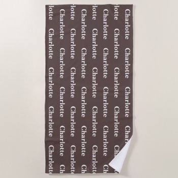 Chocolate Brown Personalized Beach Towel by LokisColors at Zazzle