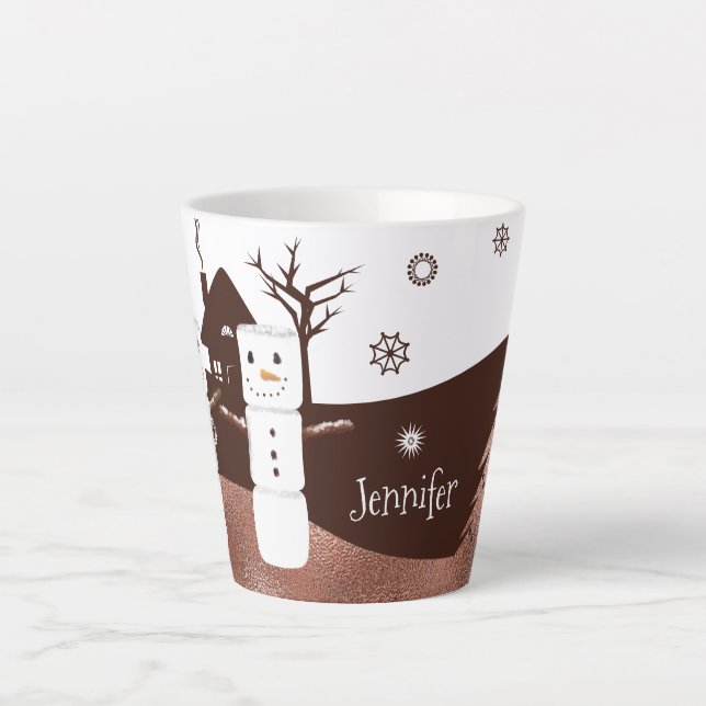 Chocolate Brown Personalized Christmas Mugs (Front)