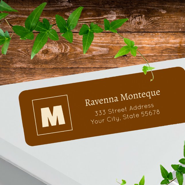 Chocolate Brown Personalized Monogram Letter Name Label (Creator Uploaded)