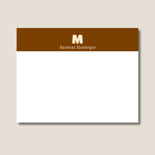 Chocolate Brown Personalized Name Letter Monogram  Note Card
