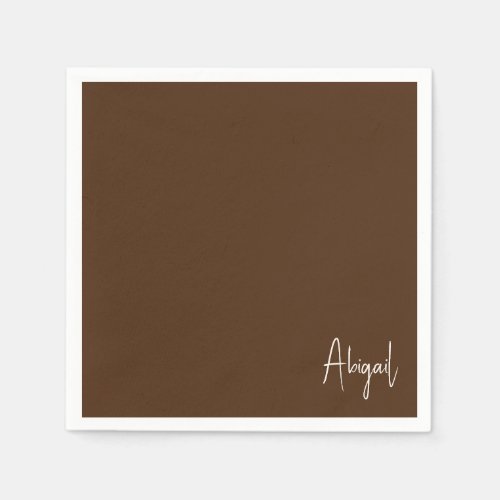Chocolate Brown Personalized Shower Cocktail Napkins