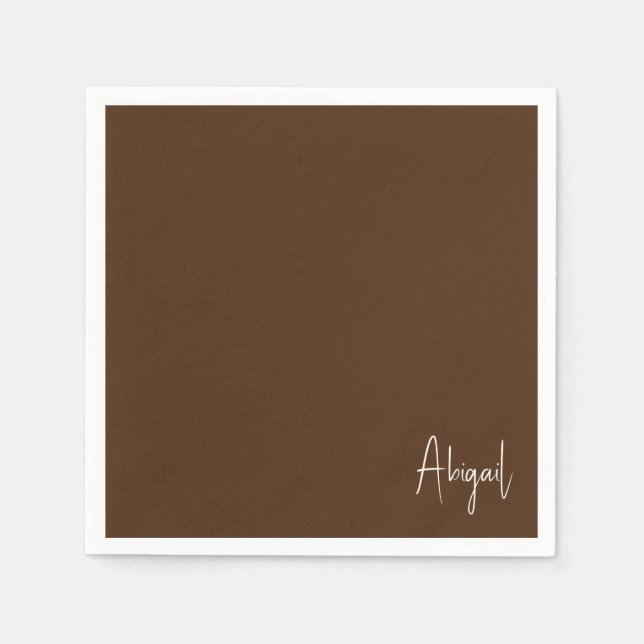 Chocolate Brown  Personalized Shower Cocktail Napkins (Front)