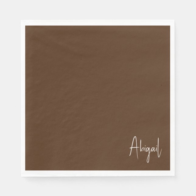 Chocolate Brown  Personalized Shower  Napkins (Front)