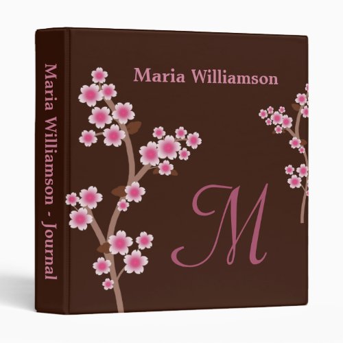 Chocolate Brown Pink Cherry Blossom Binder