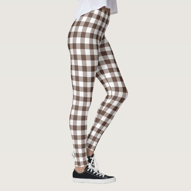 Chocolate Brown Plaid Gingham Leggings (Right)
