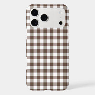 Chocolate Brown Plaid Gingham Retro iPhone Case