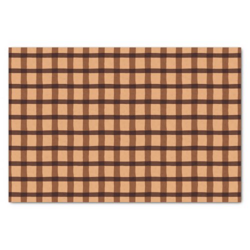 Chocolate Brown Plaid Pattern Tissue Paper