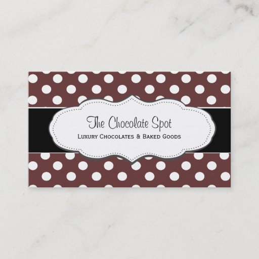 Customizable Chocolate Brown Polka Dot Business Cards