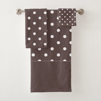 Chocolate Brown Polka Dots Bath Towel Set by LokisColors at Zazzle