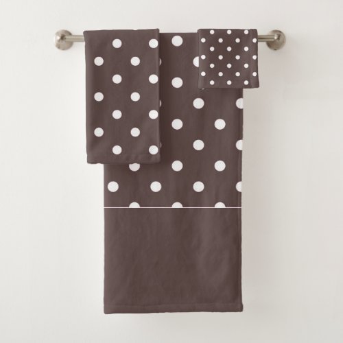 Chocolate Brown Polka Dots Bath Towel Set