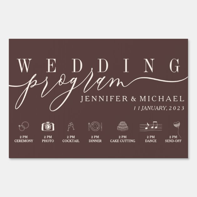 Chocolate Brown Program Custom Icons Timeline Sign