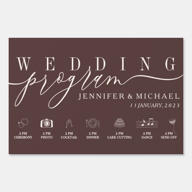 Chocolate Brown Program Custom Icons Timeline Sign (Front)