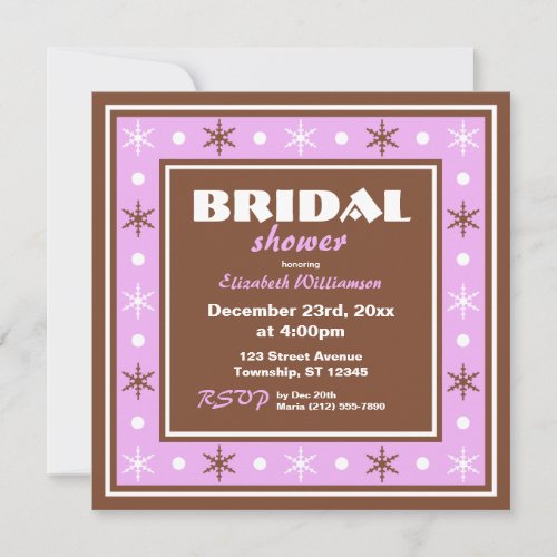 Chocolate Brown  Purple Bridal Shower Invitations