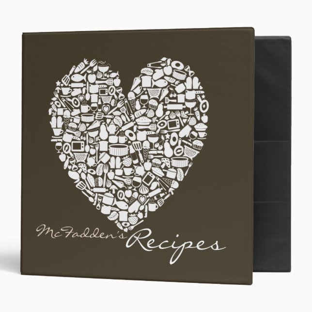Chocolate Brown Recipe Personalized Name Binder (Front/Inside)