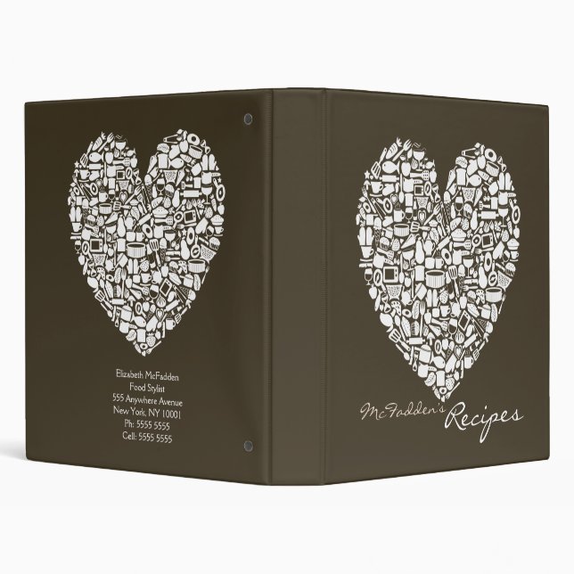 Chocolate Brown Recipe Portfolio Name Binder (Background)