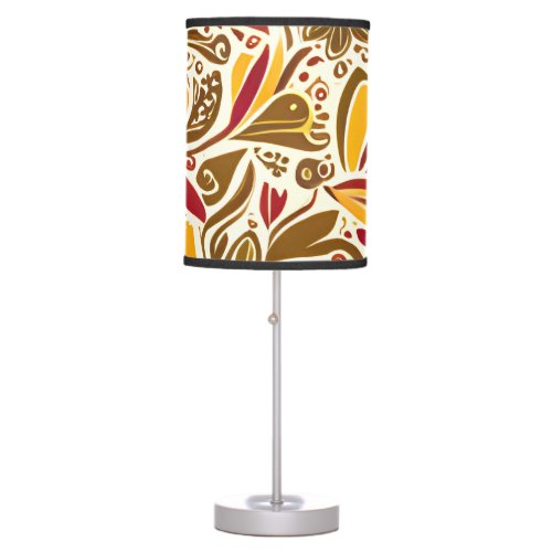 Chocolate Brown Red Abstract Floral Pattern  Table Lamp