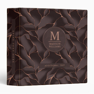 Chocolate Brown & Rose Gold Abstract Wave Pattern 3 Ring Binder