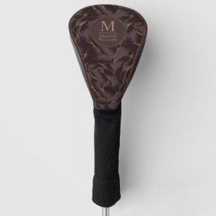 Chocolate Brown & Rose Gold Abstract Wave Pattern Golf Head Cover